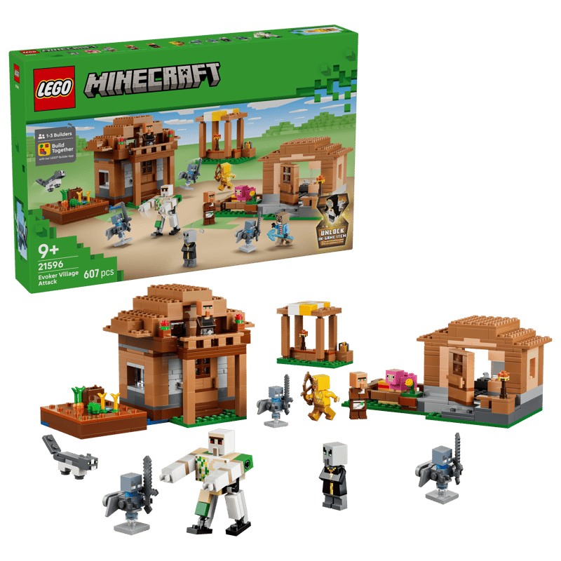 Set LEGO Minecraft 21596 Atacul Evocatorilor asupra satului