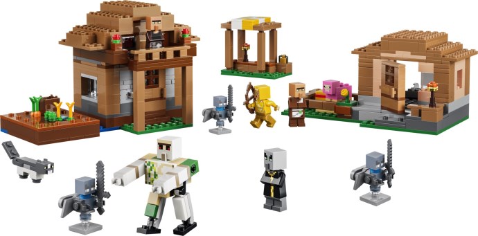 Set LEGO Minecraft 21596 Atacul Evocatorilor asupra satului