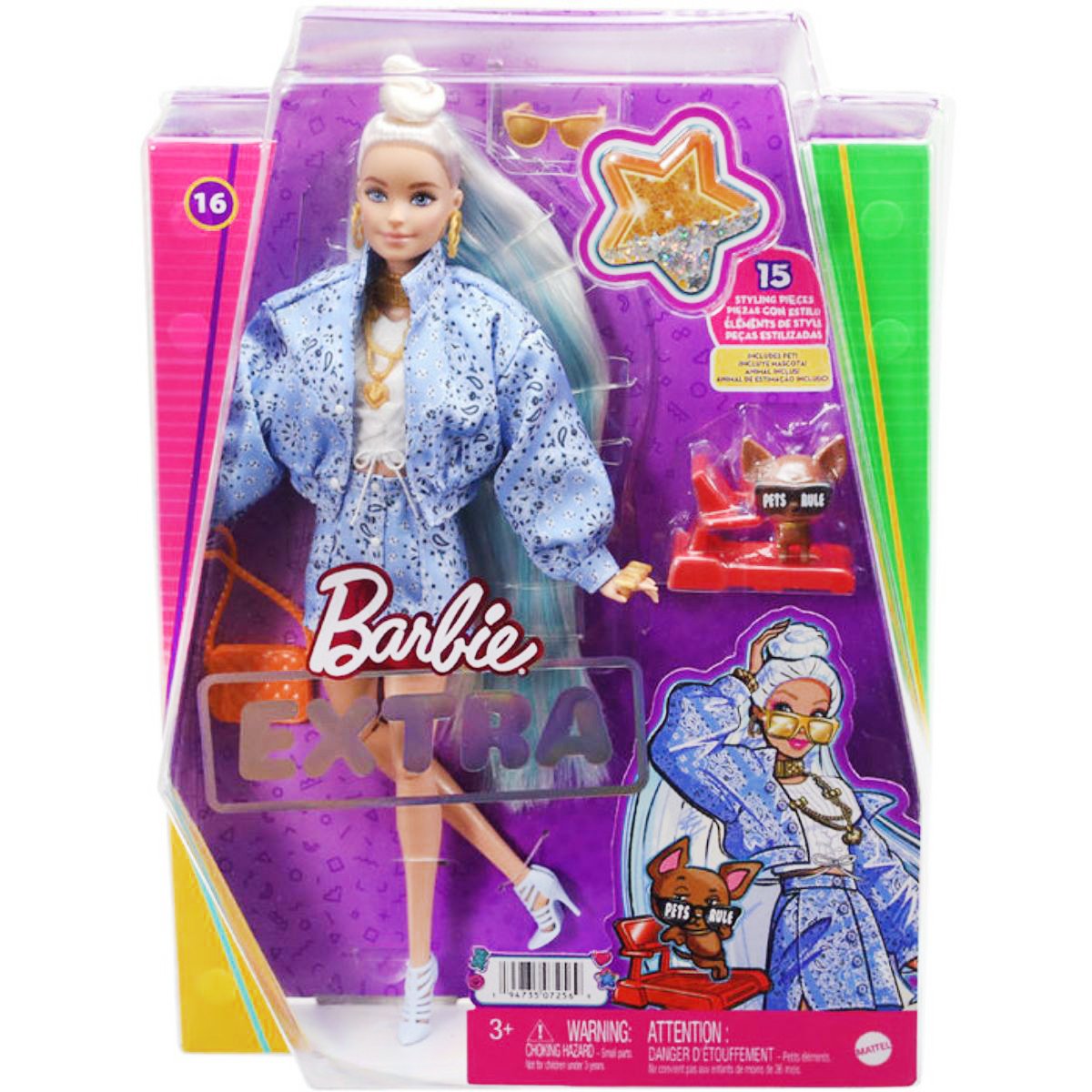 Papusa Barbie Extra cu 15 accesorii
