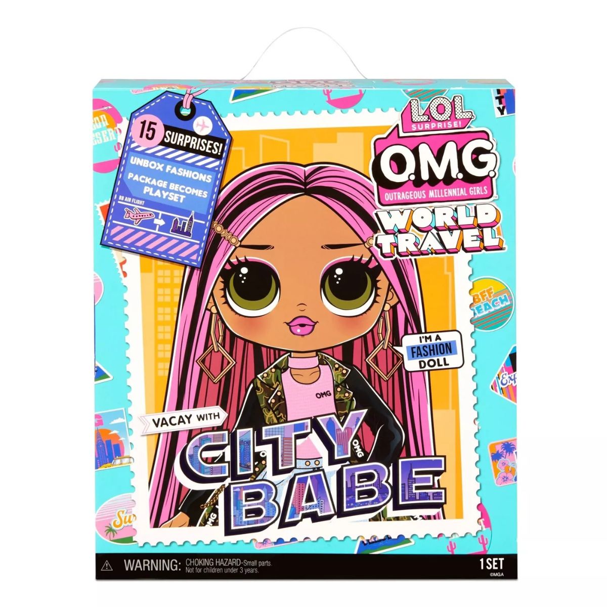 Papusa LOL Surprise OMG World Travel, City Babe cu 15 surprize, 576587EUC
