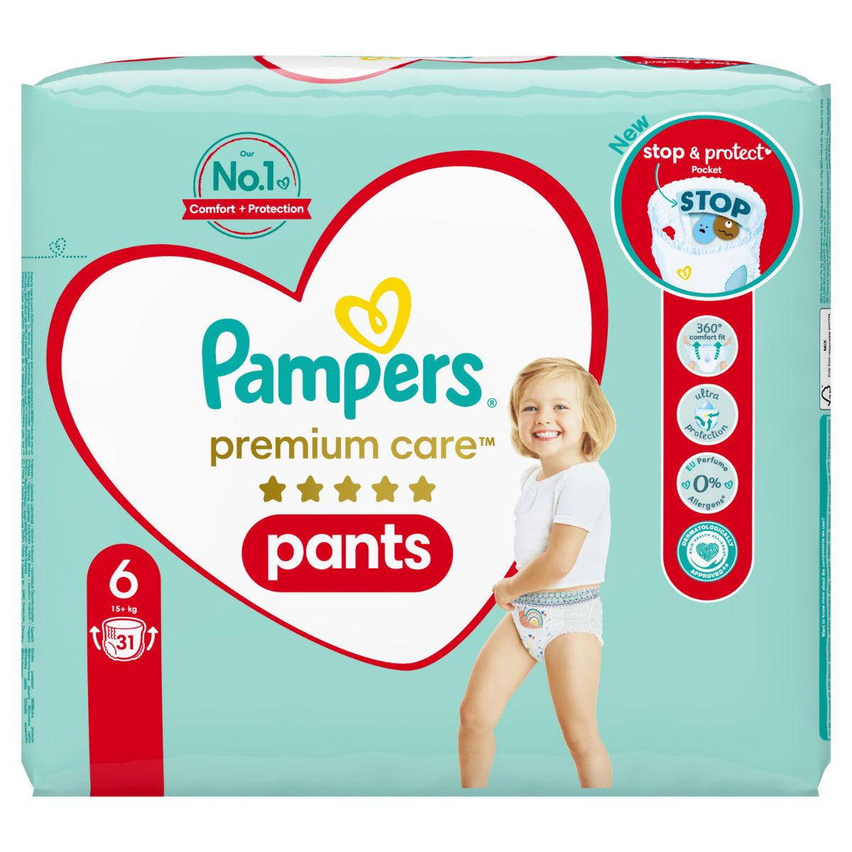 Scutece Pampers 6 Premium Care Chilotel 15+ kg, 31 buc