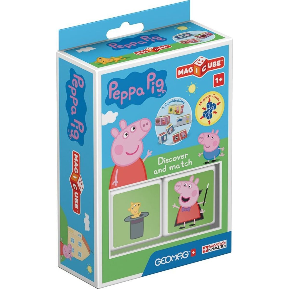 Joc magnetic de constructie, Geomag Magicube Peppa Pig, Discover & Match