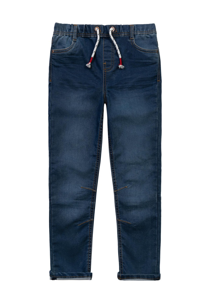 Pantaloni denim cu talie elastica si snur, Minoti, Bleumarin
