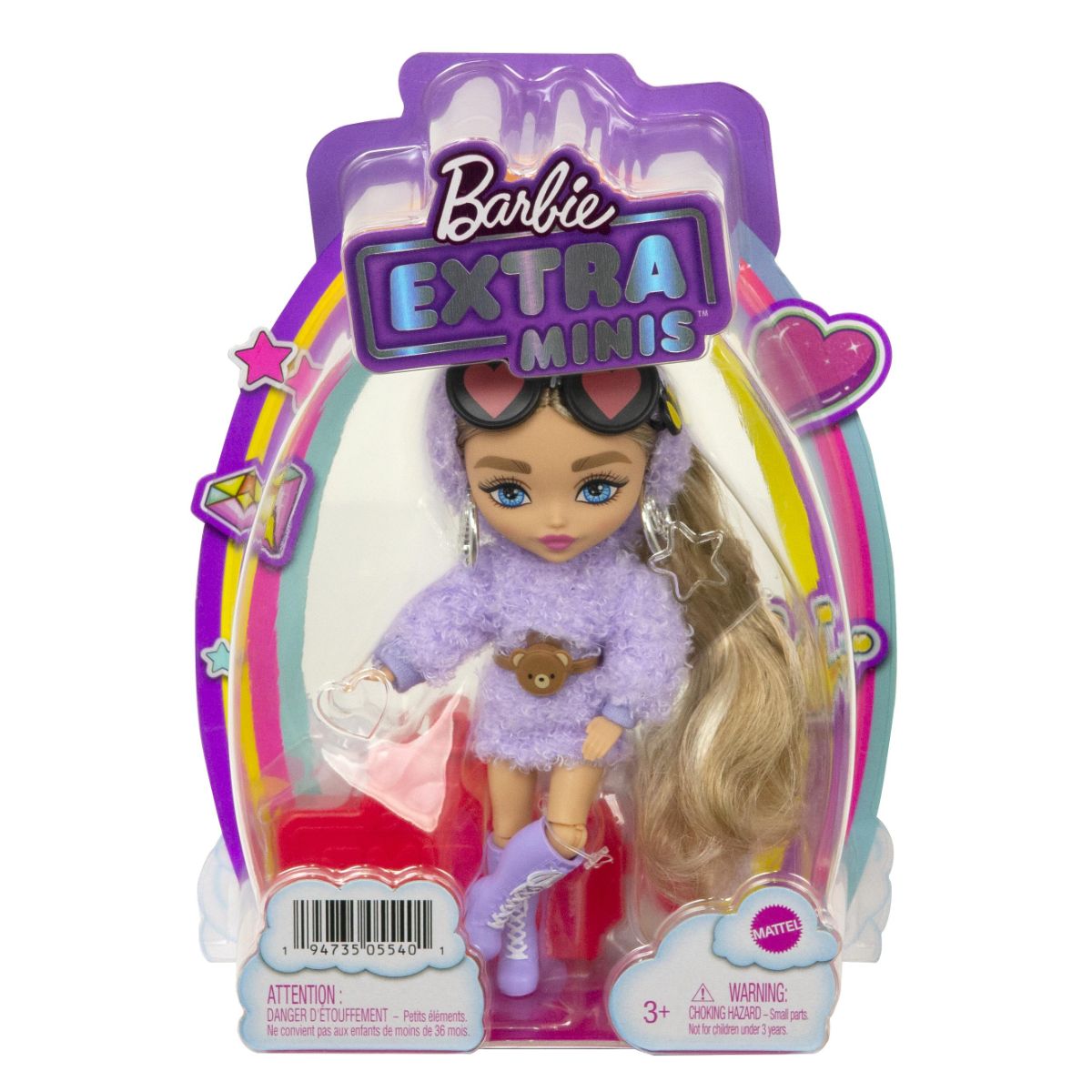 Papusa Barbie cu par lung si accesorii, Extra Minis, HGP66