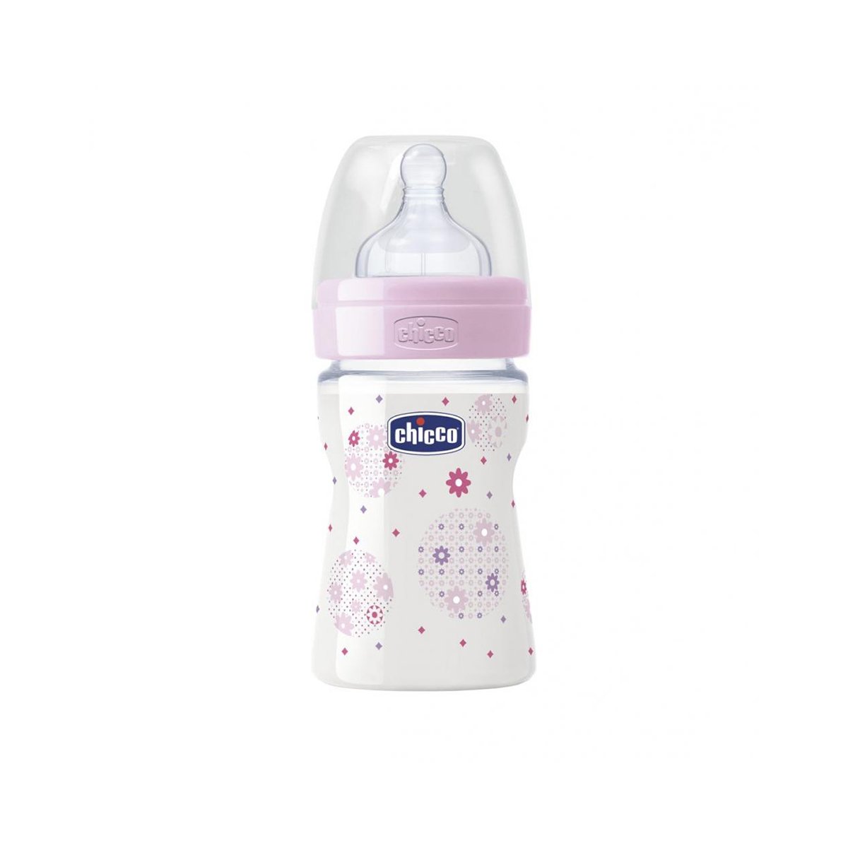 Biberon Wellbeing PP Chicco, 150 ml, 0 luni +, tetina silicon, Roz
