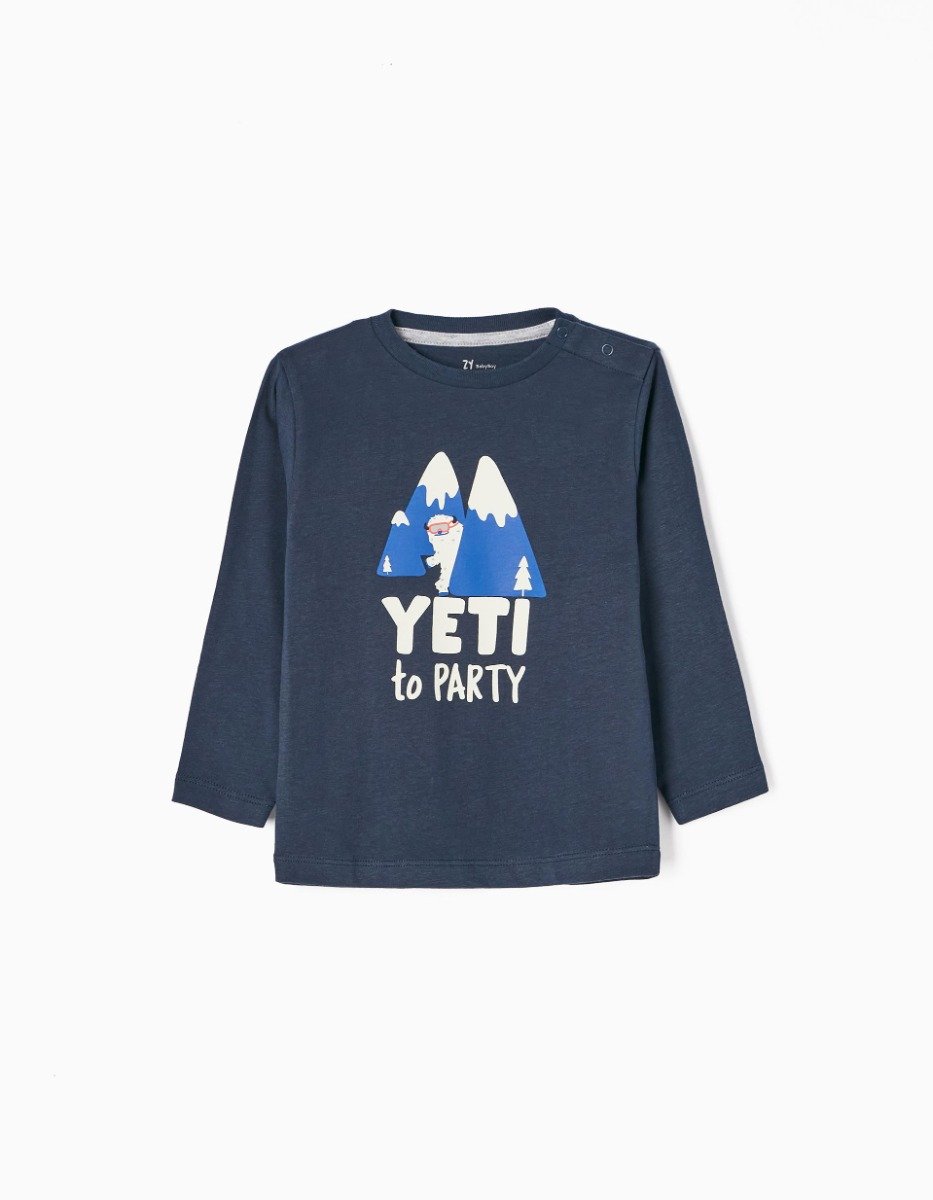 Tricou cu maneca lunga Zippy, Yeti To Party, Bleumarin