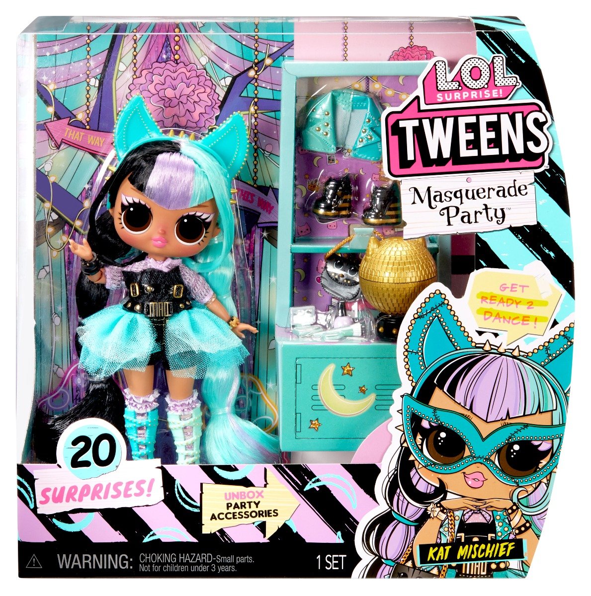 Papusa LOL Surprise Tweens, Masquerade, Kat Mischief, 584117EUC