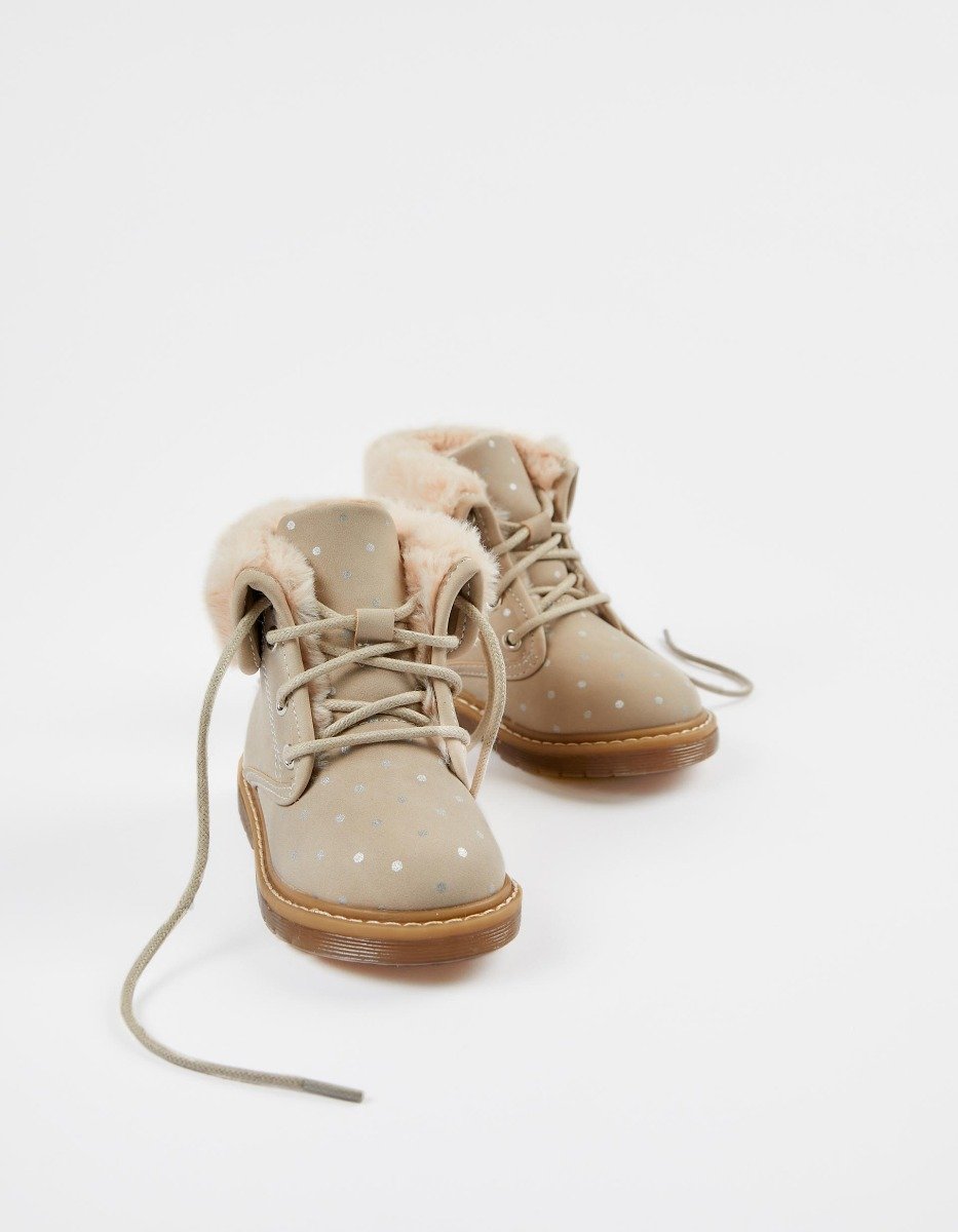 Ghete pentru fetite cu snur, Dots, Zippy, crem