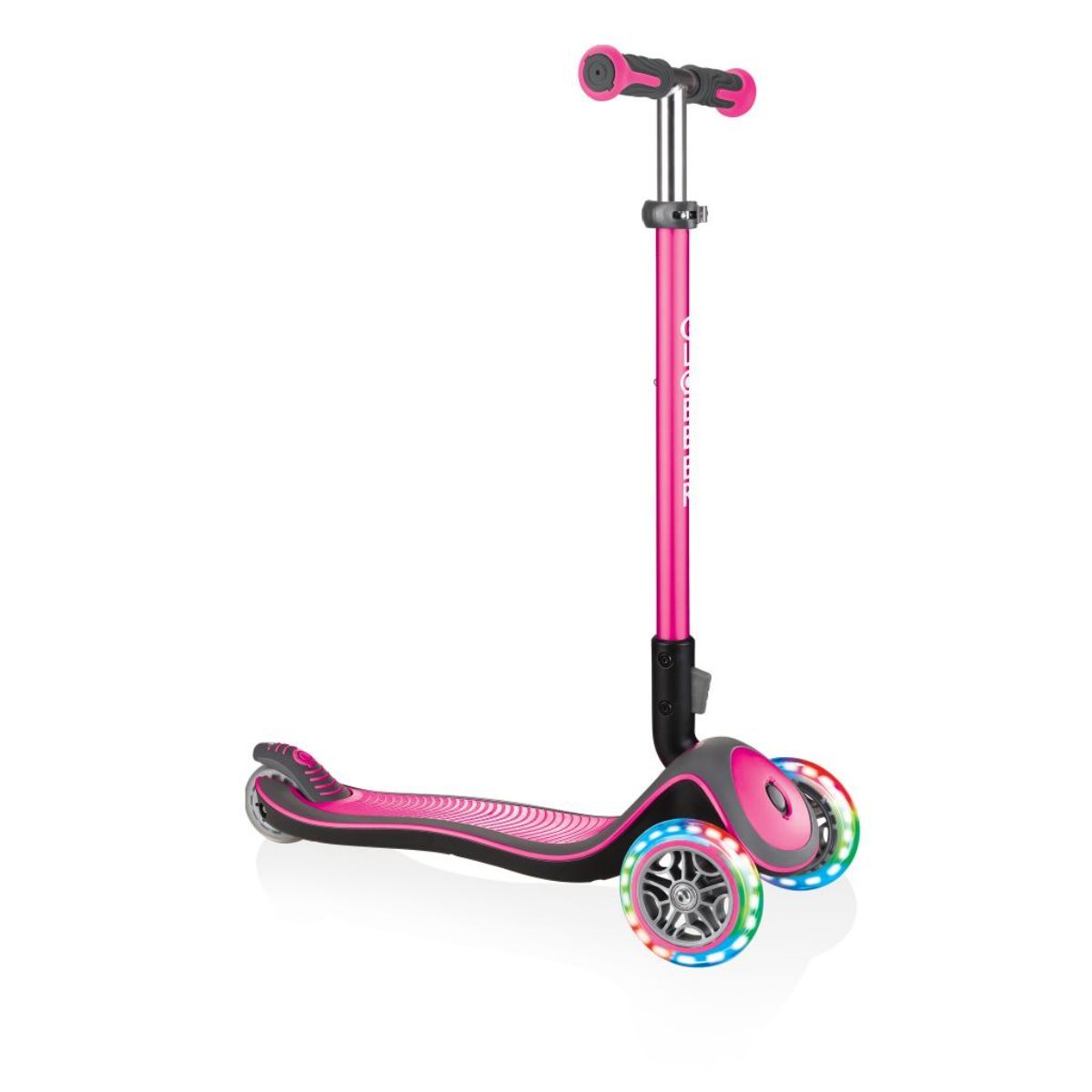 Trotineta copii, Globber Elite Deluxe Lights, pliabila, roz