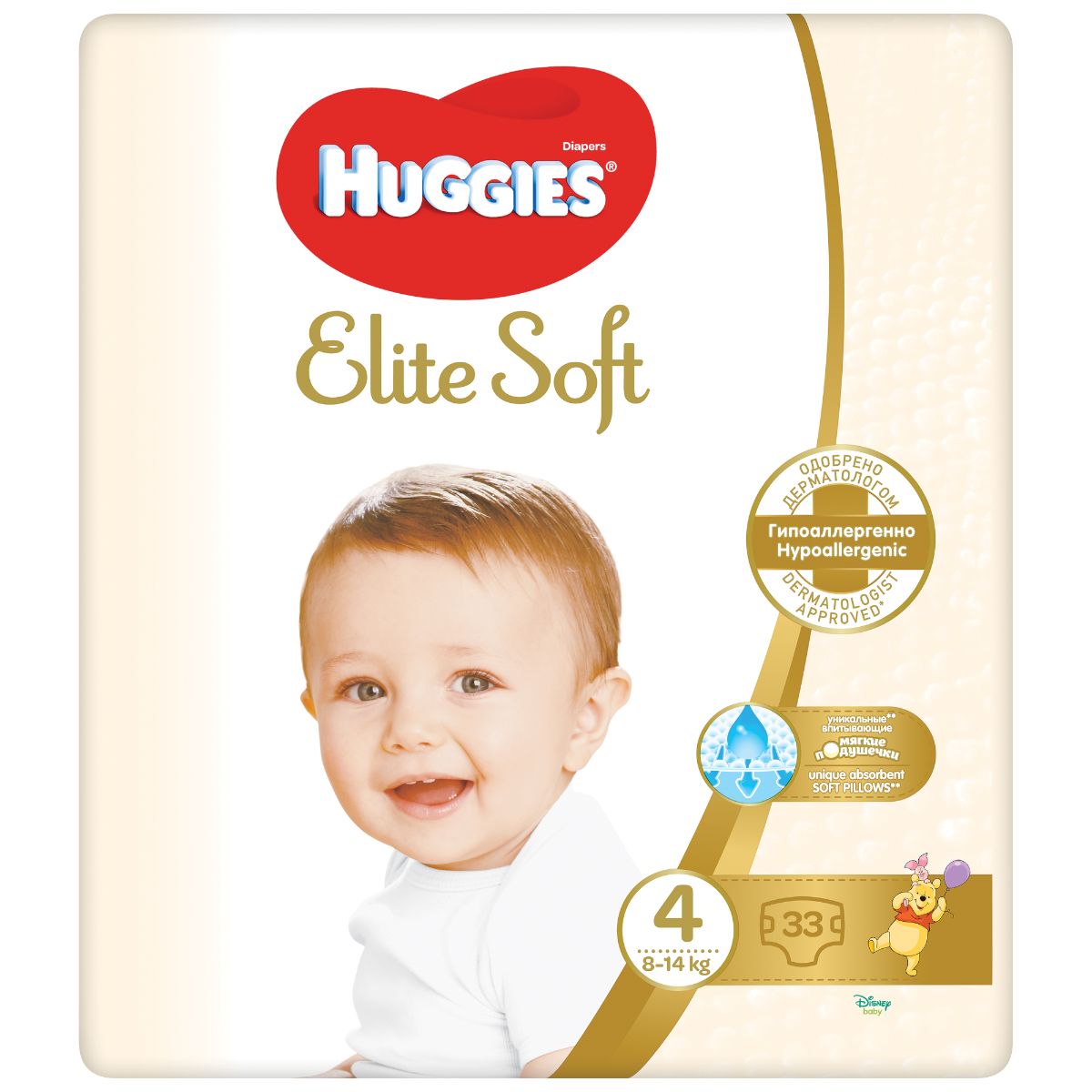 Scutece Elite Soft, Huggies, Jumbo Jr, Marimea 4, 8-14 kg, 33 buc