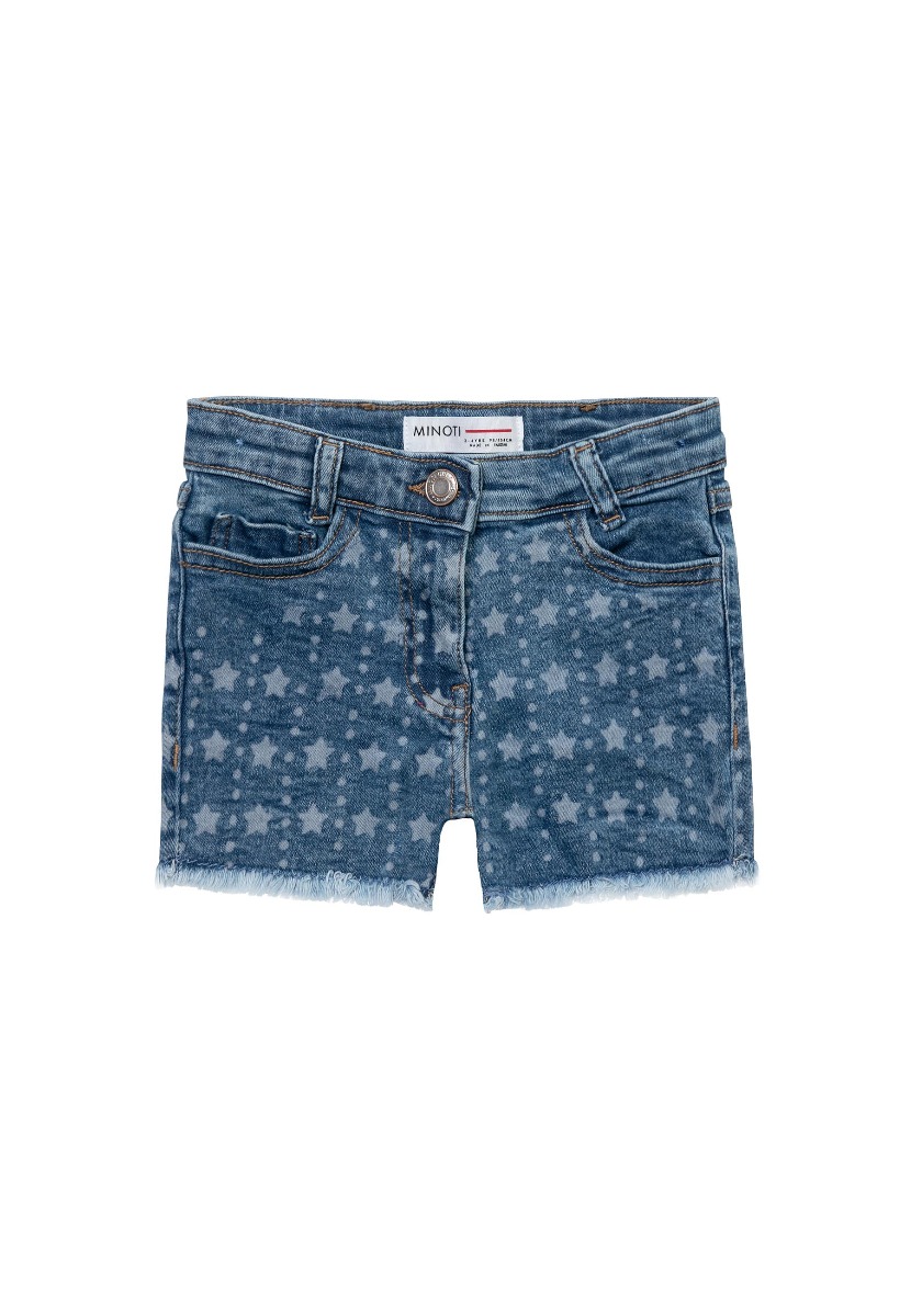Pantaloni scurti din denim, Minoti, albastru cu stelute