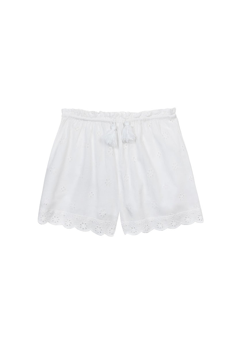Pantaloni scurti din bumbac brodat, Minoti, alb
