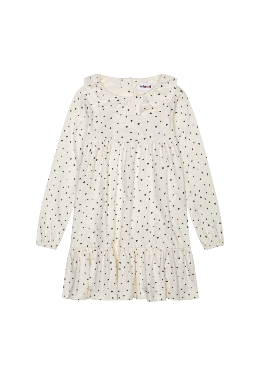 Rochie cu maneca lunga, Minoti, Inimioare, Alb