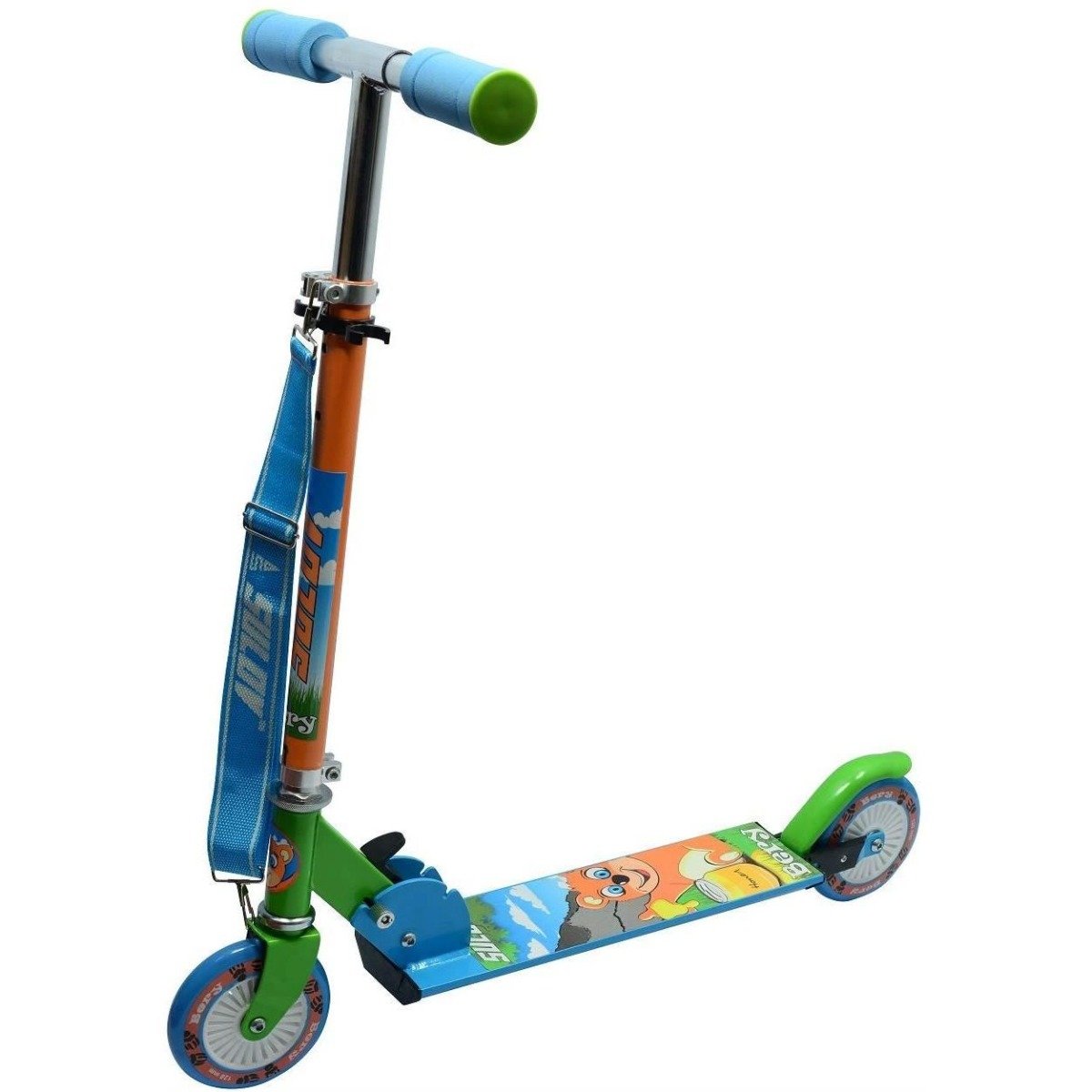 Trotineta pliabila DHS Bear-Bery, 120 mm, albastru-verde