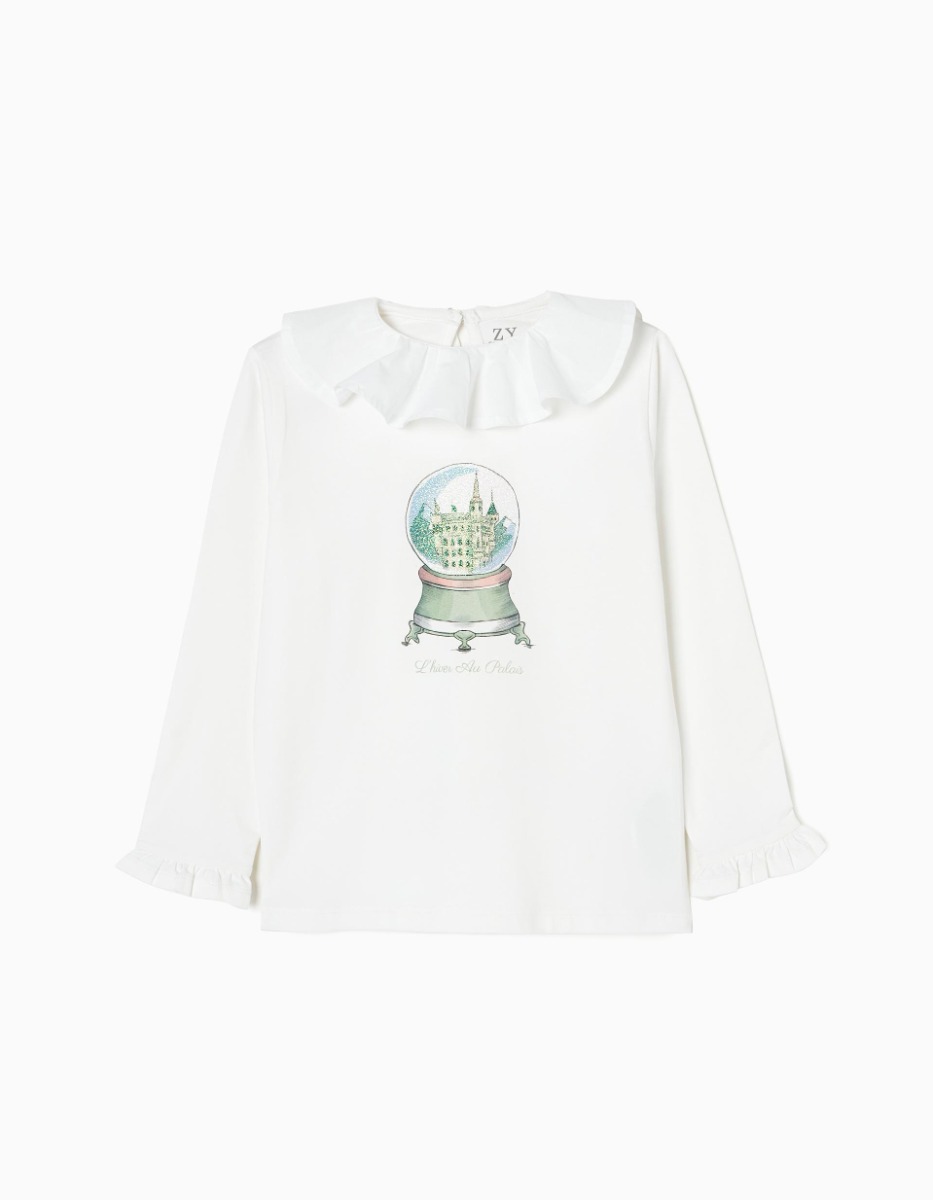 Tricou cu maneca lunga, Zippy, Snow Globe, Alb
