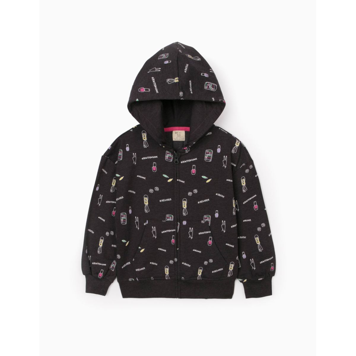 Jacheta Zippy, cu gluga, din fleece, gri, Zy Girl
