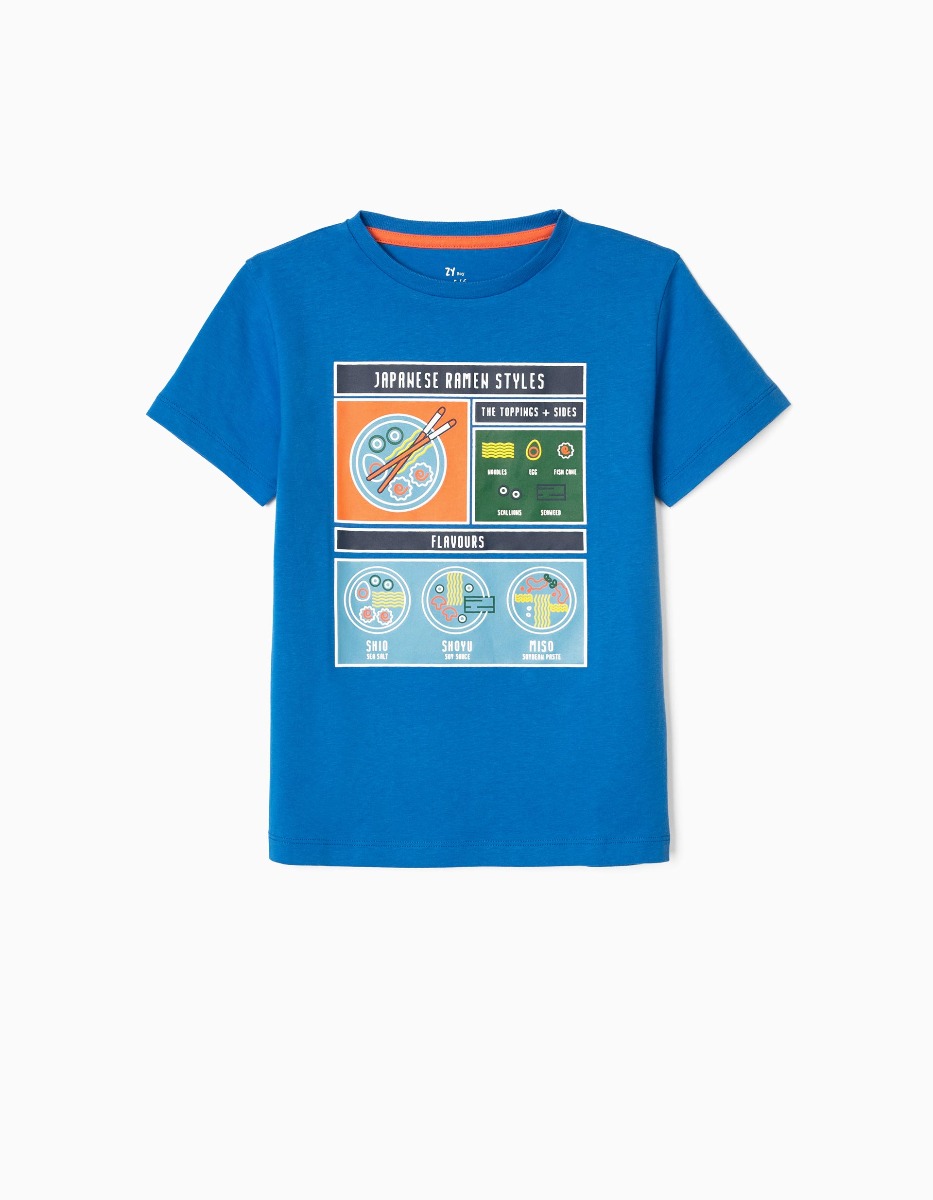 Tricou din bumbac cu maneca scurta, Japanese, albastru, Zippy