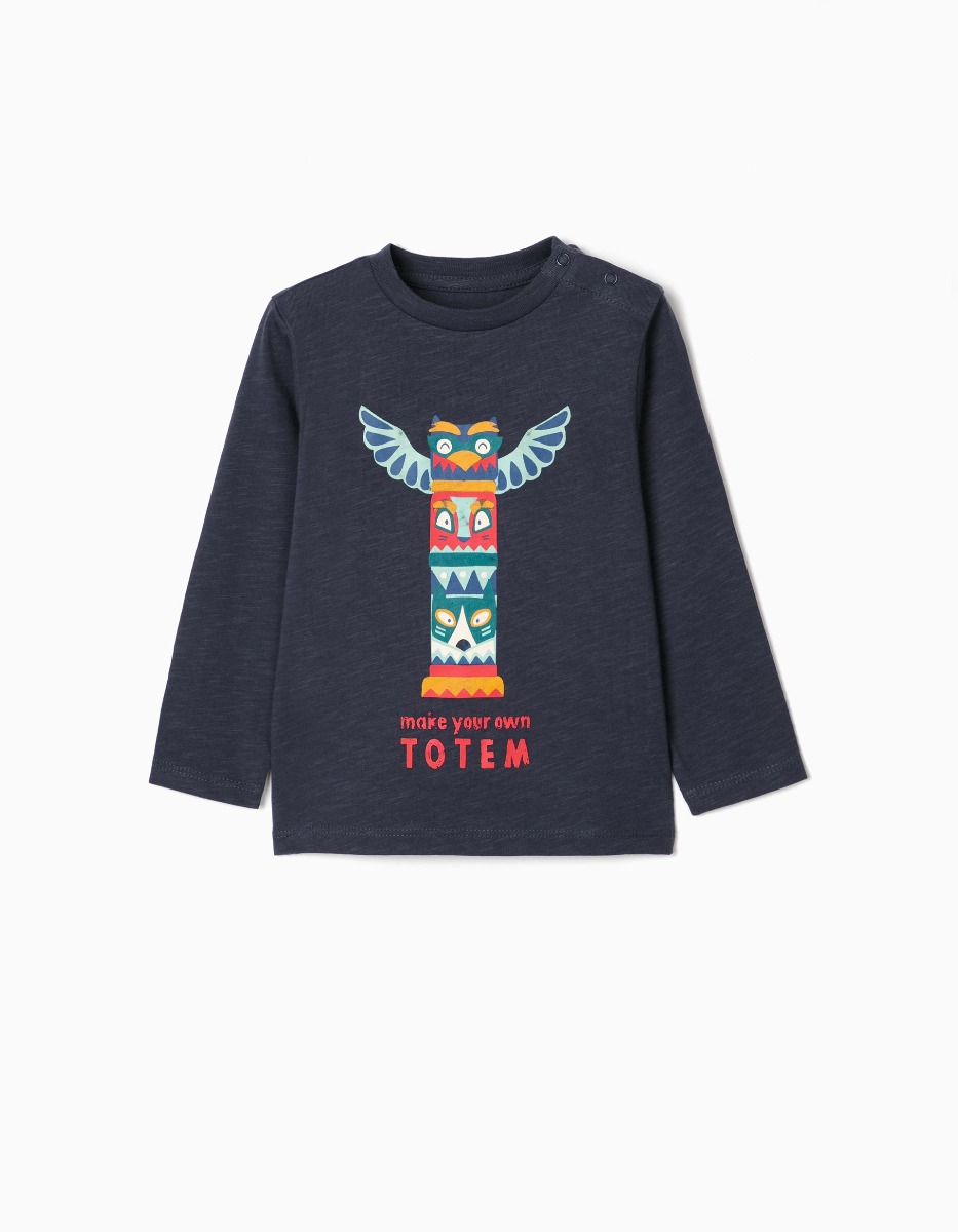 Tricou cu maneca lunga, bleumarin, Zippy