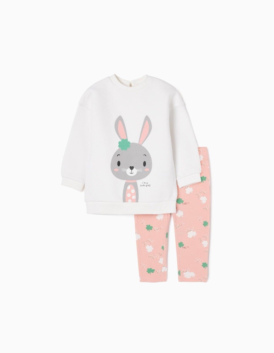 Set bluza si colanti, Zippy, Bunny, Alb, Roz