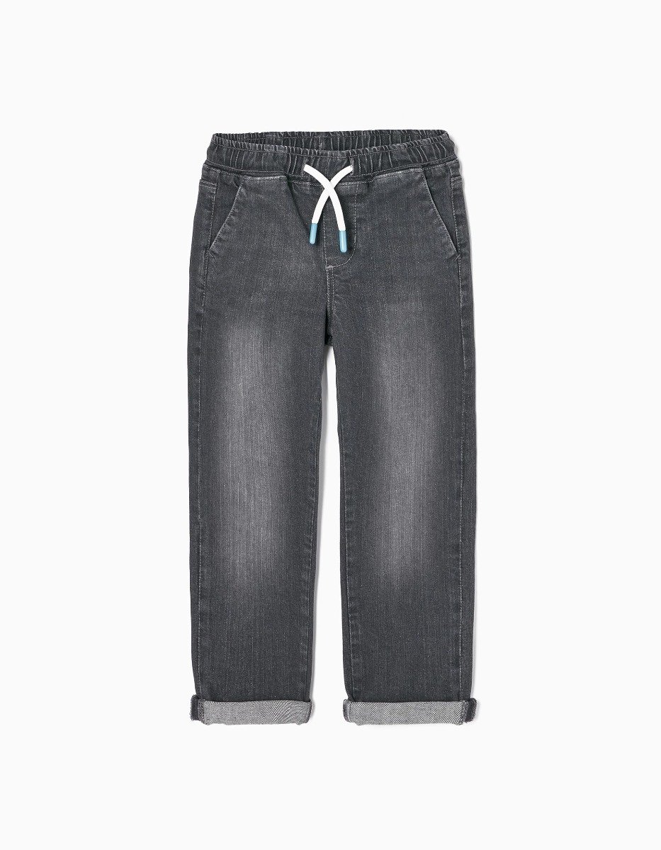 Pantaloni pentru baieti, Zippy, Slim Fit cu talie elastica, Gri