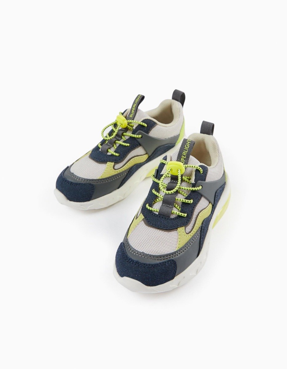 Pantofi sport din piele ecologica, Zippy, Cu led-uri