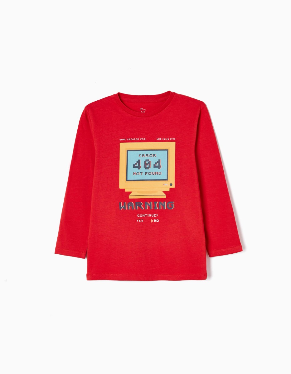 Tricou cu maneca lunga, Zippy, Warning, Rosu