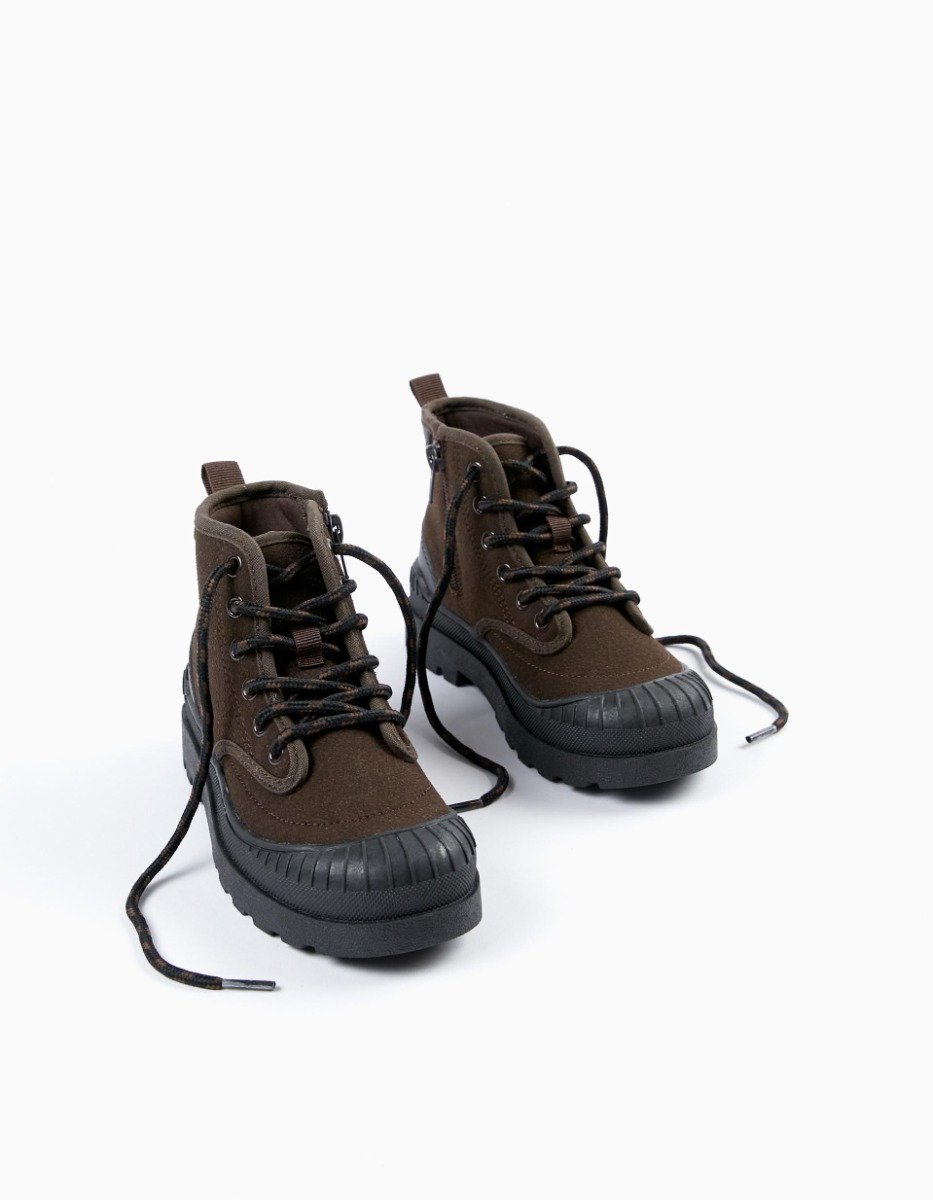Ghete biker din piele ecologica, Zippy, Maro
