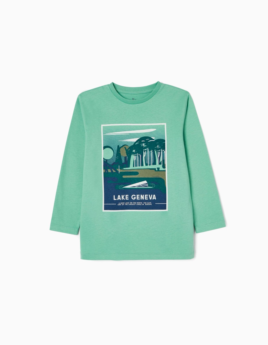 Tricou cu maneca lunga, Zippy, Lake Geneva, Verde