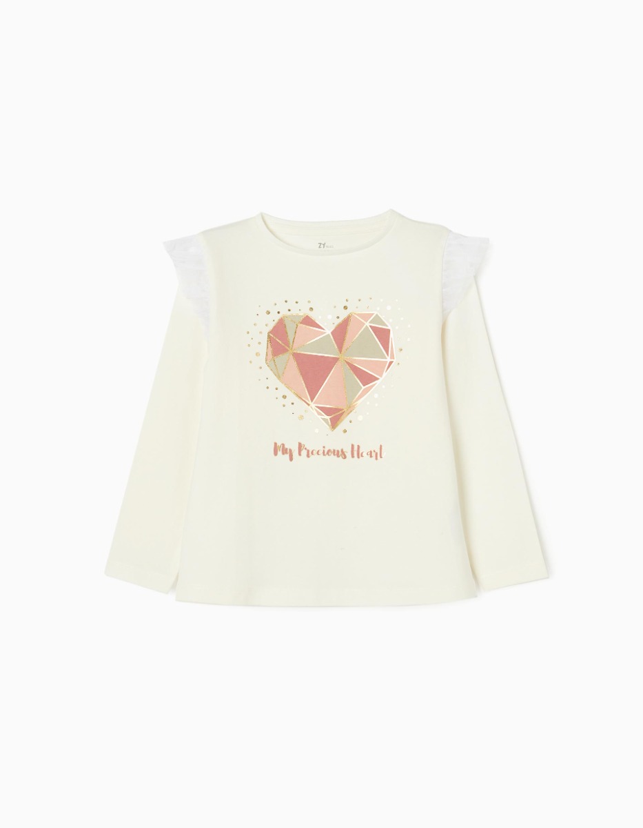 Tricou cu maneca lunga, Zippy, Heart, Alb
