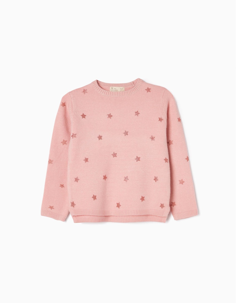 Pulover tricotat, Zippy, Cu inimioare, Roz