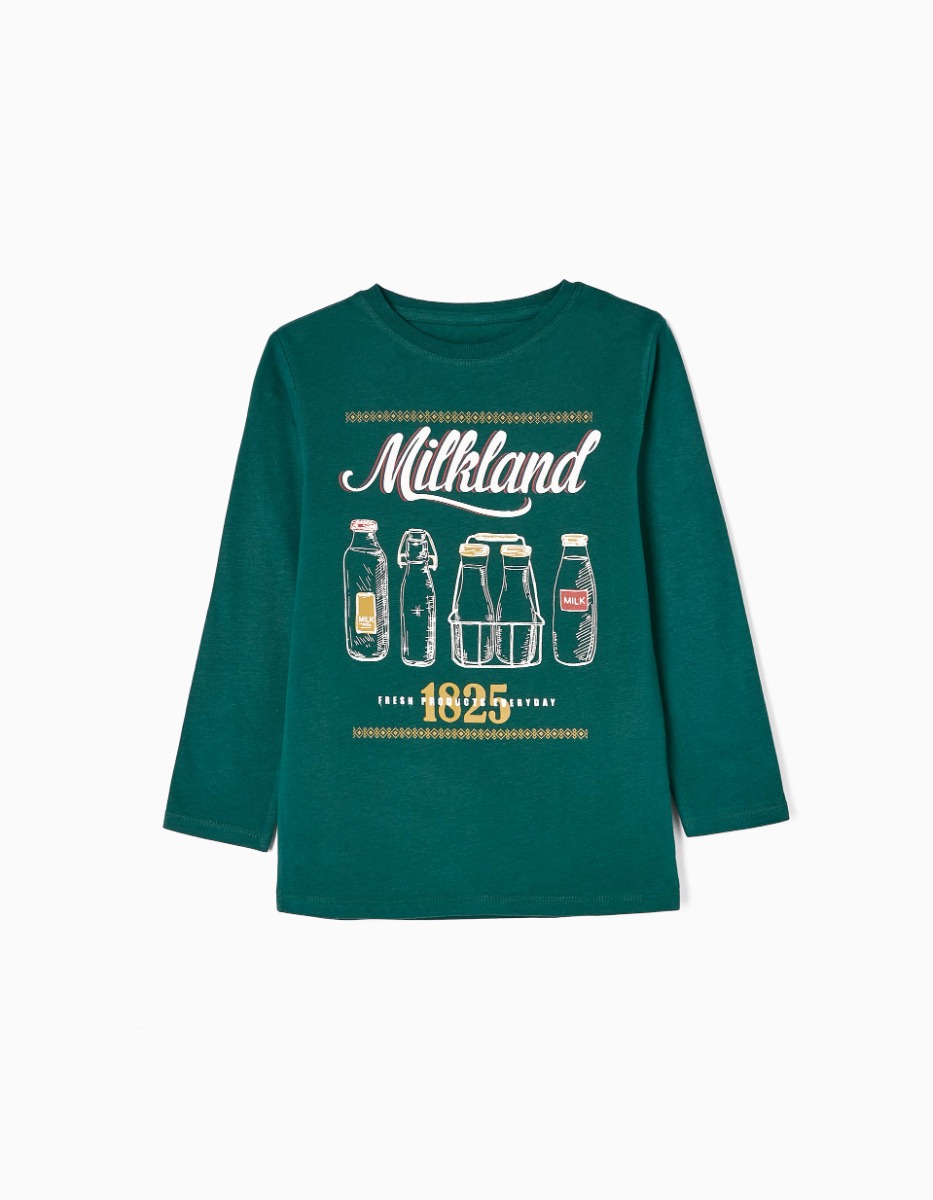 Tricou cu maneca lunga, Zippy, Milkland, Verde
