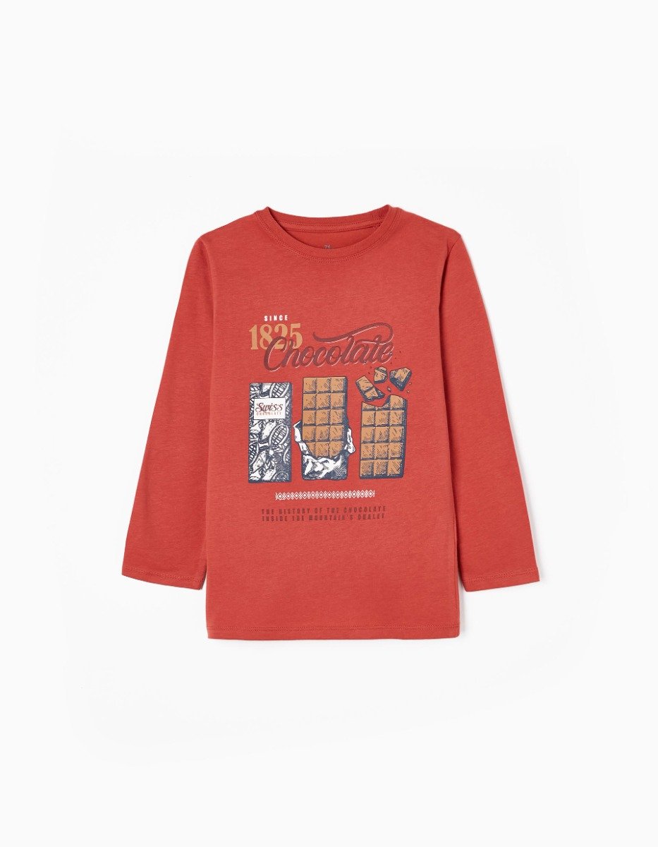 Tricou cu maneca lunga, Zippy, Chocolate, Rosu