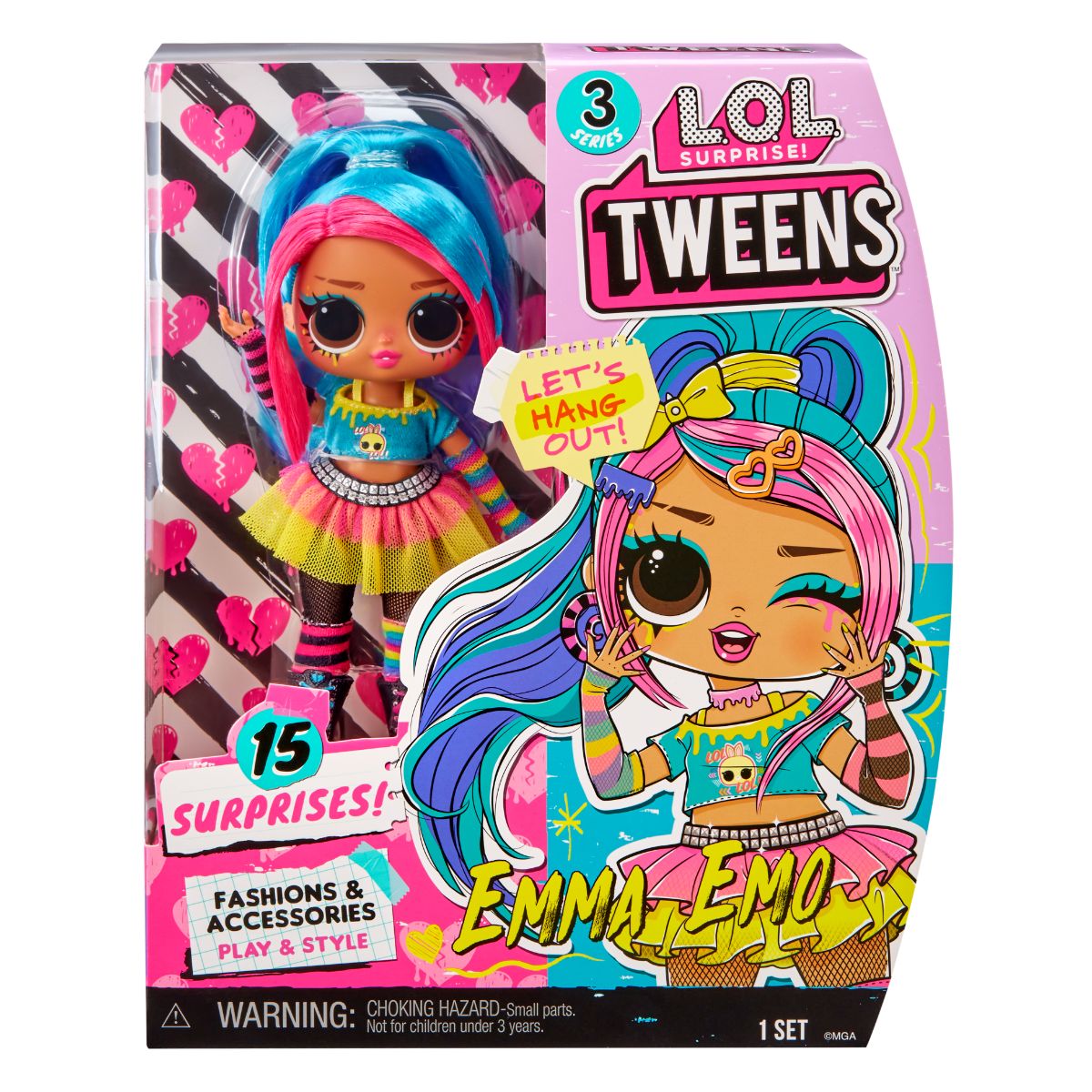 Papusa LOL Surprise Tweens S3, Emma Emo cu 15 surprize, 584070EUC
