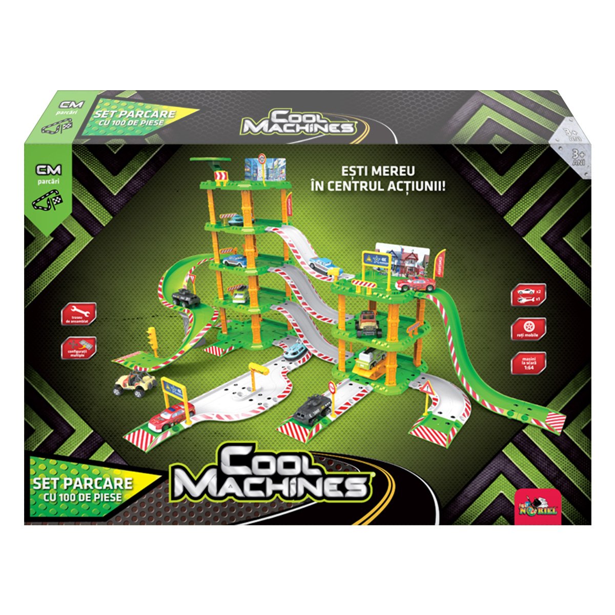 Set de joaca, Cool Machines, parcare supraetajata, 100 piese