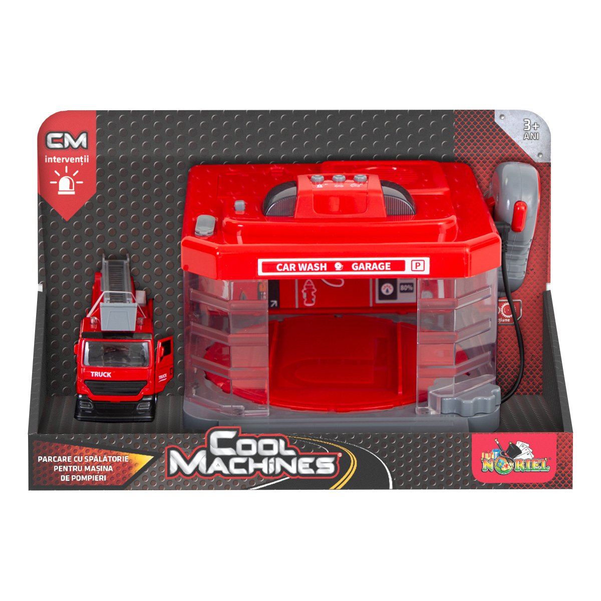 Set de joaca, Cool Machines, masina de pompieri cu parcare si spalatorie