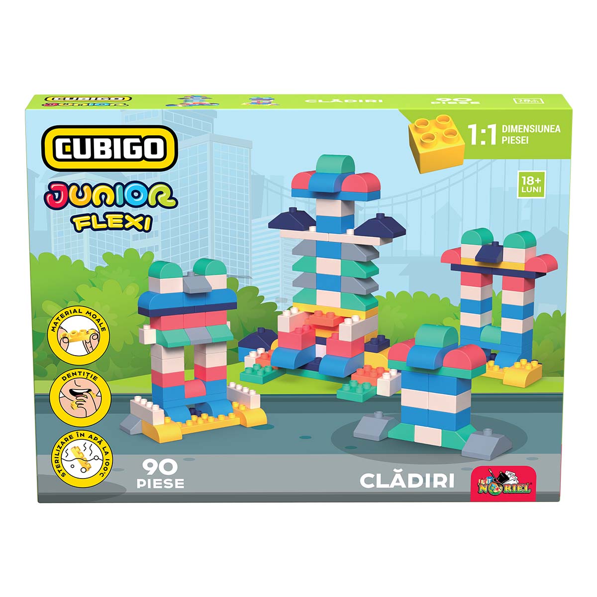 Set de constructie, Cubigo Junior, 90 de cuburi maleabile