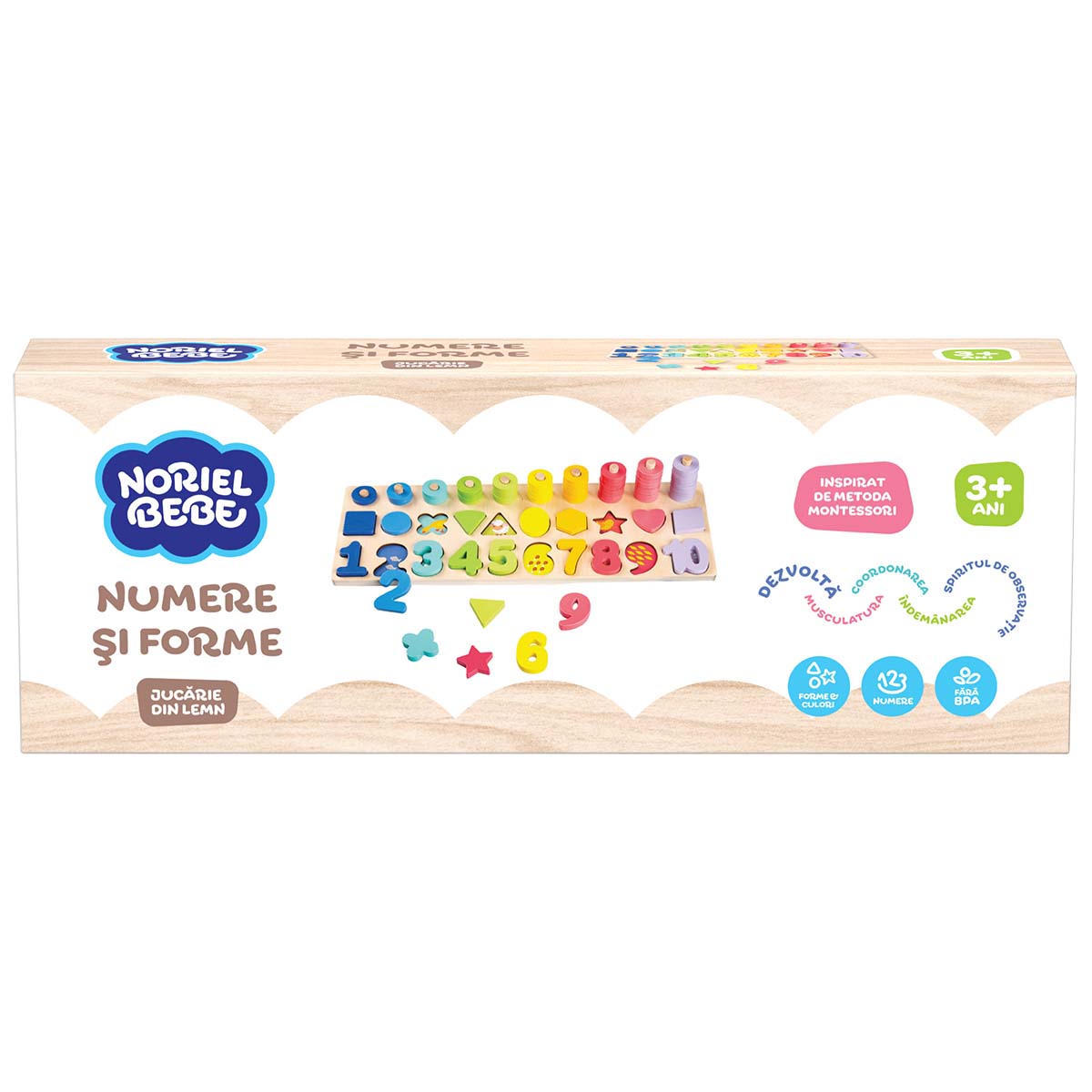 Jucarie din lemn, Noriel Bebe Wood, Numere si forme