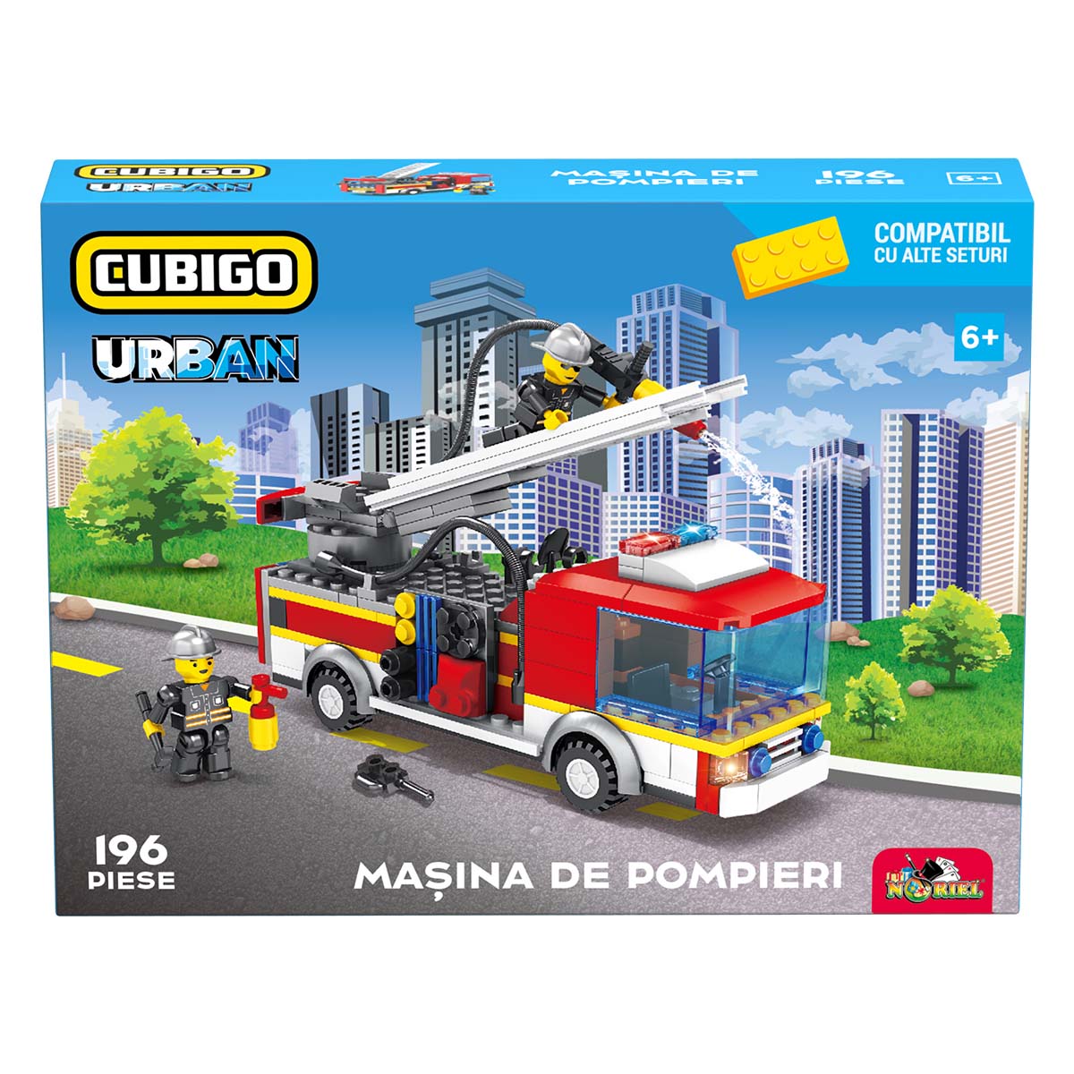 Set de constructie, Cubigo Urban, Masina de pompieri, 196 piese