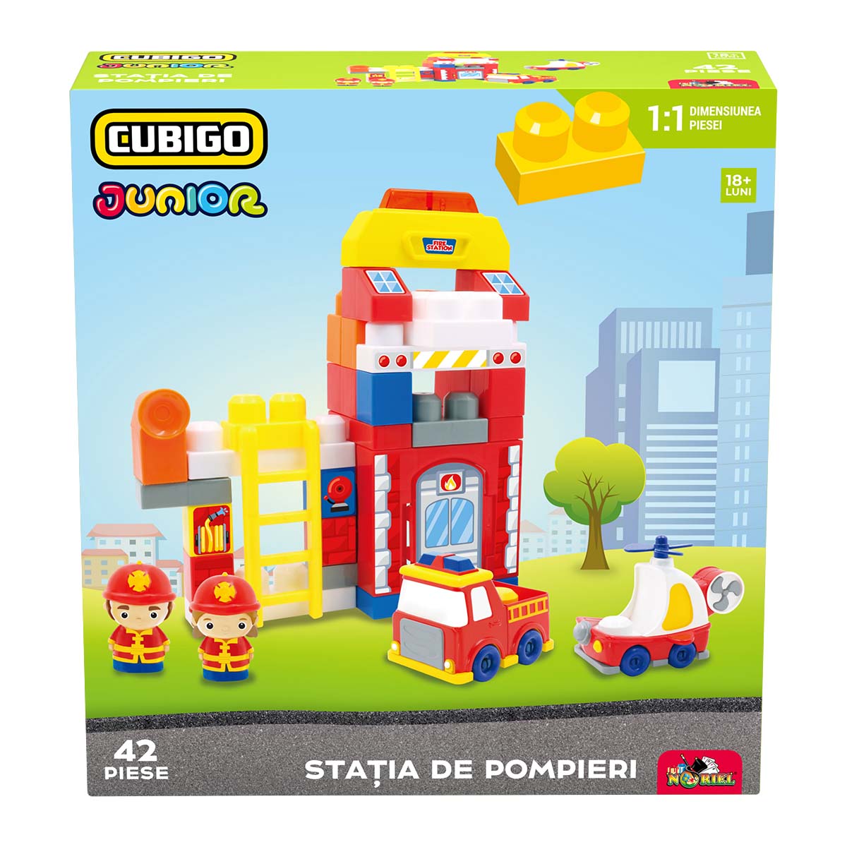 Set de constructie, Cubigo Junior, Statia de pompieri, 42 piese