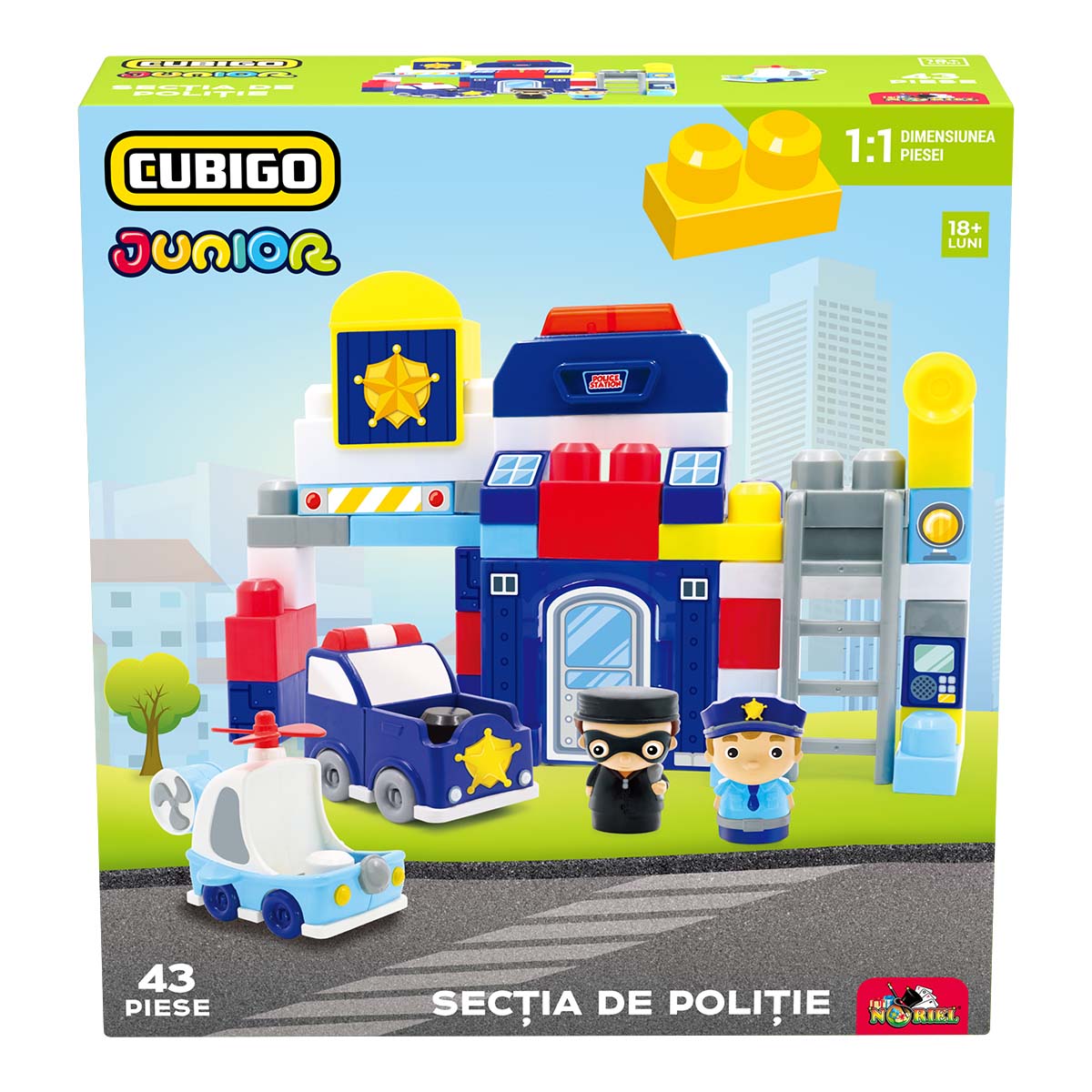 Set de constructie, Cubigo Junior, Sectia de politie, 43 piese
