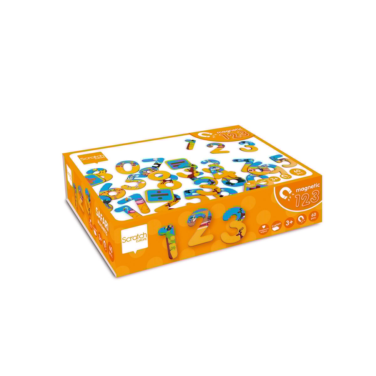 Set magnetic numere safari Scratch, 60 piese