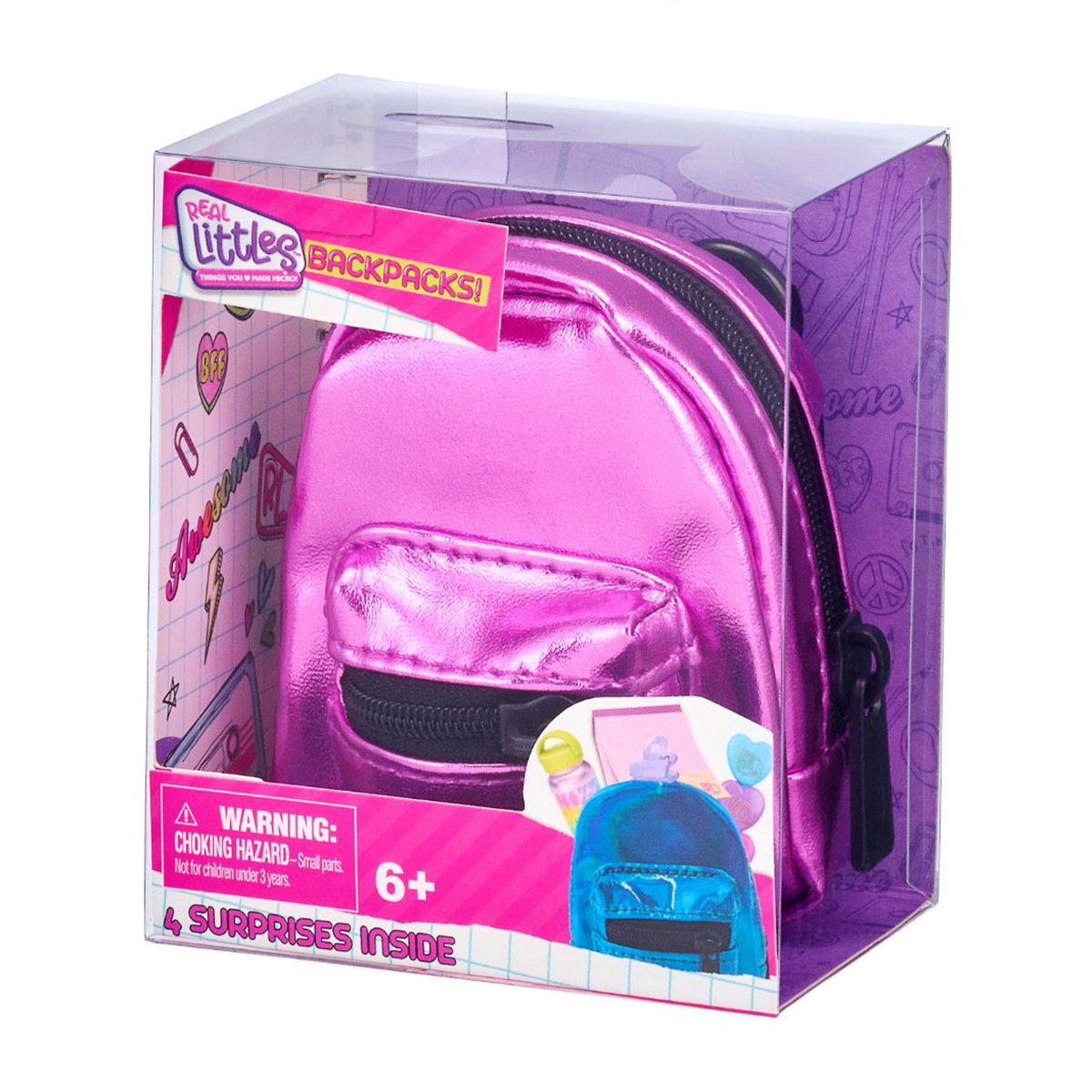 Mini ghiozdanel cu 4 surprize, Real Littles, S3, Roz