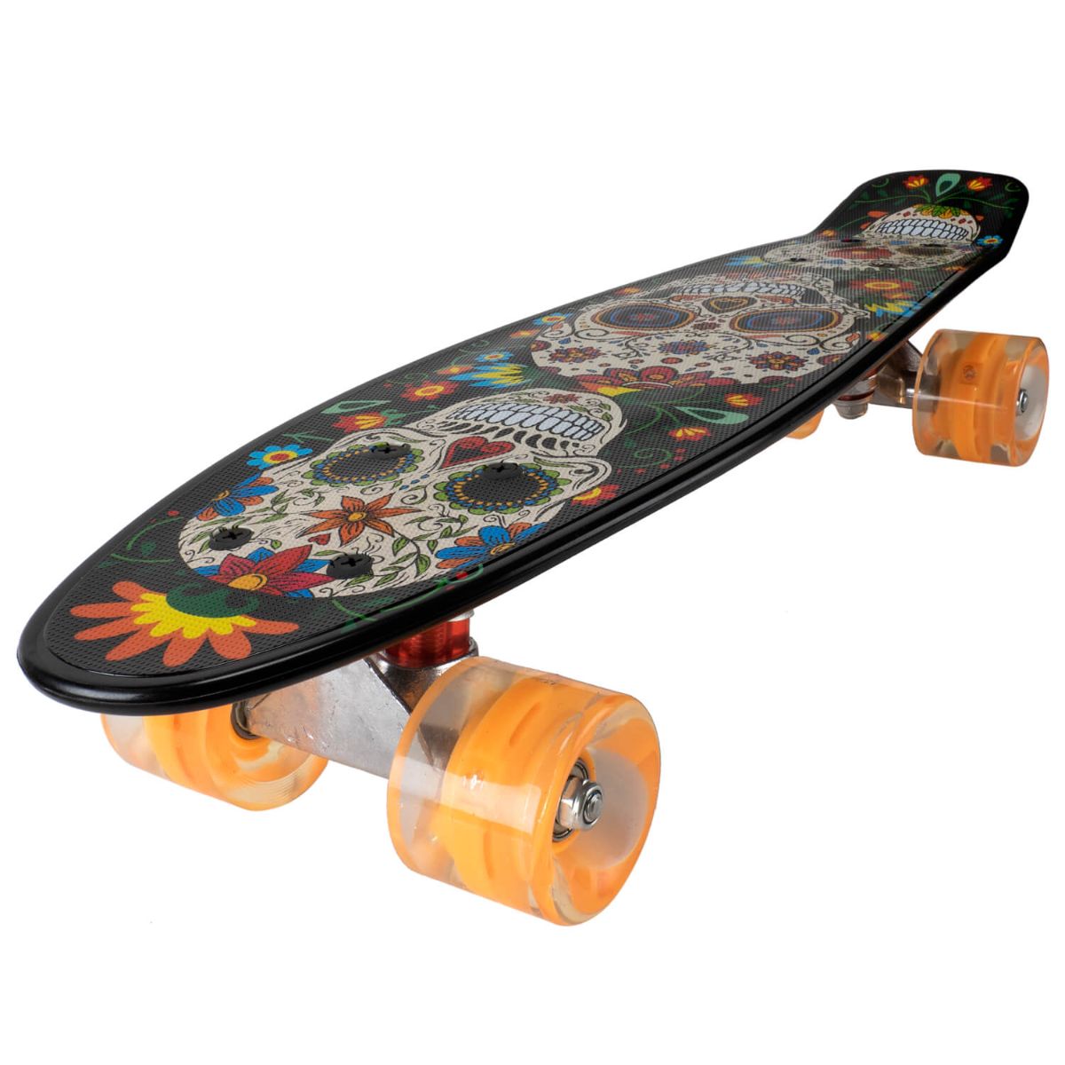 Penny board Action One, Cu roti luminoase, 22 cm, ABEC-7 PU, Aluminium 90 kg, Santa Muerte