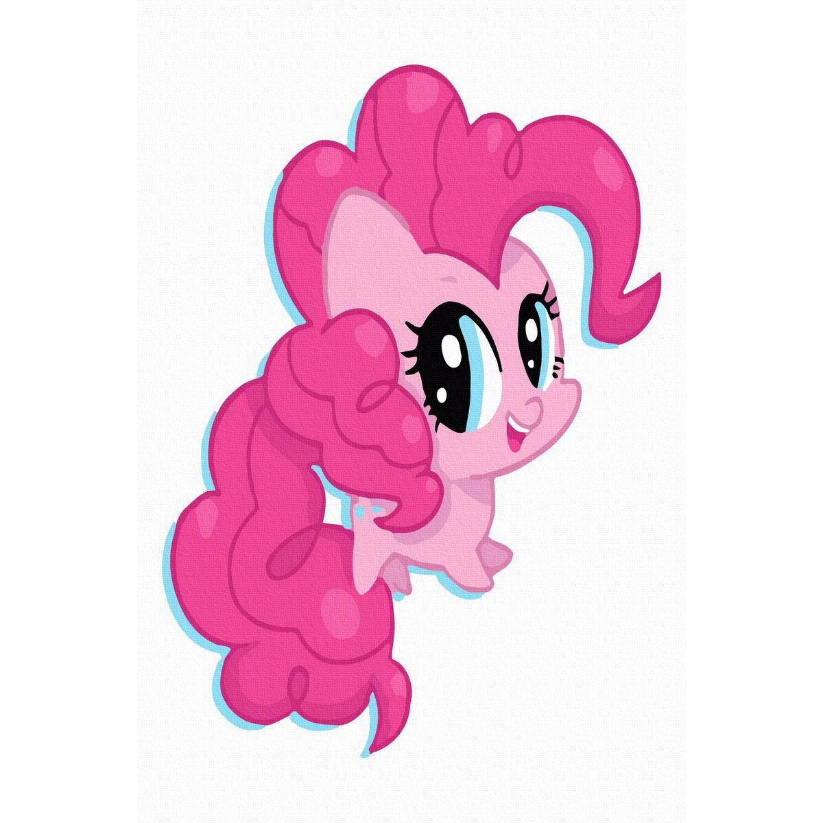 Set Acuarello, Pictura pe numere, Poney roz, cu rama din lemn, pensule si culori acrilice