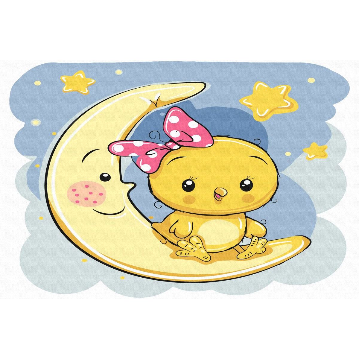 Set Acuarello, Pictura pe numere, Poveste de Noapte Buna, cu rama din lemn, pensule si culori acrilice