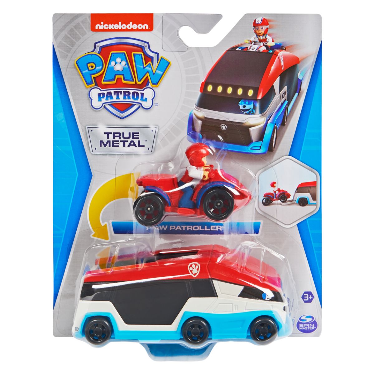 Masinuta metalica de patrulare cu figurina, Paw Patrol, True Metal