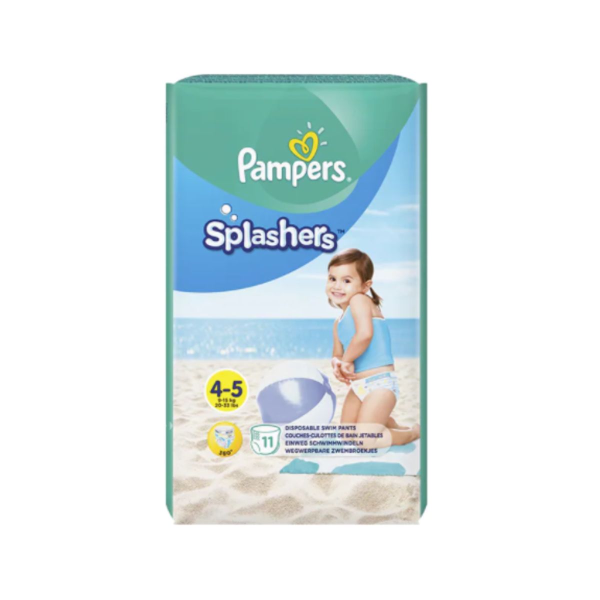 Scutece Pampers 4-5 Splash, Pentru Apa 9-15 kg, 11 buc