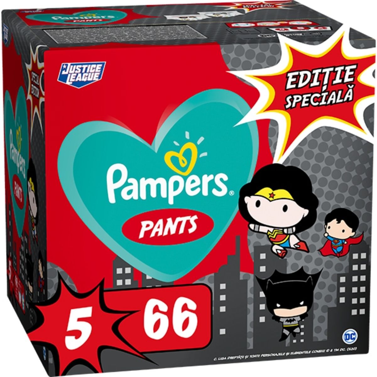 Scutece Pampers Chilotel 5, cu supereroii DC – Editie speciala, 66 buc