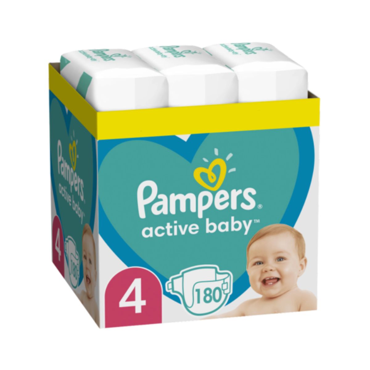 Scutece Pampers Active Baby XXL, Marimea 4, 9-14 kg, 180 buc