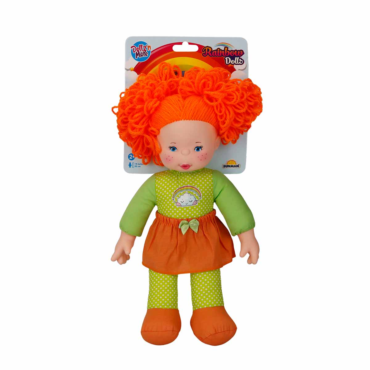 Papusa cu par portocaliu, Dollz And More, Rainbow, 35 cm